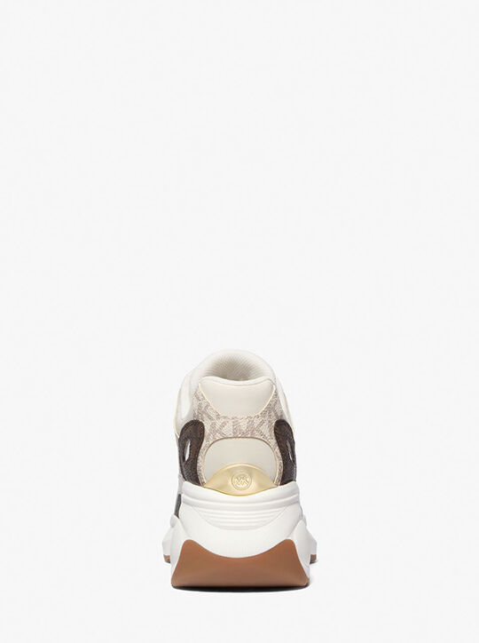 Zuma Two-Tone Signature Logo and Nylon Trainer michael kors zuma two tone signature logo and nylon trainer