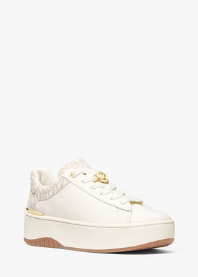 michael kors dottie leather and signature logo sneaker