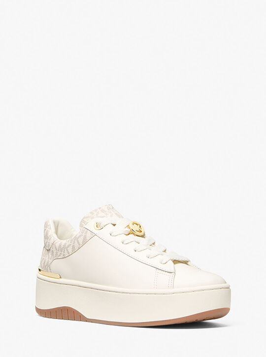 michael kors dottie leather and signature logo sneaker