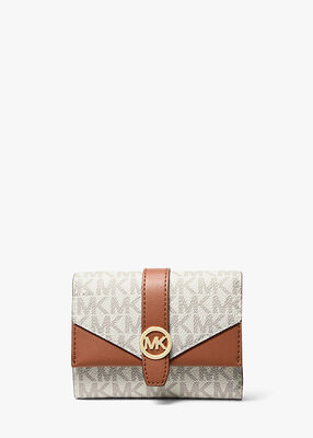 michael kors greenwich medium signature logo trifold wallet