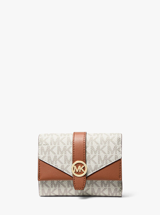 michael kors greenwich medium signature logo trifold wallet