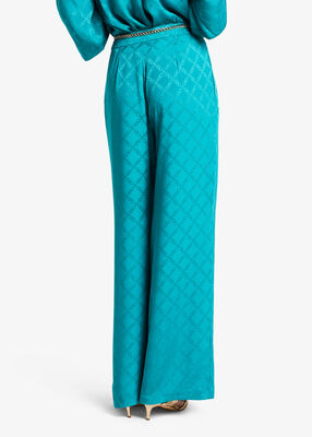 michael kors empire diamond jacquard wide leg pleated trousers