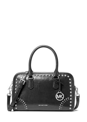michael kors thompson medium distressed studded satchel
