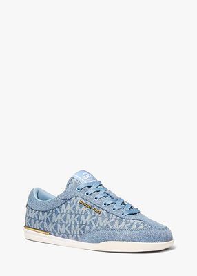 michael kors nolan signature logo print denim sneaker