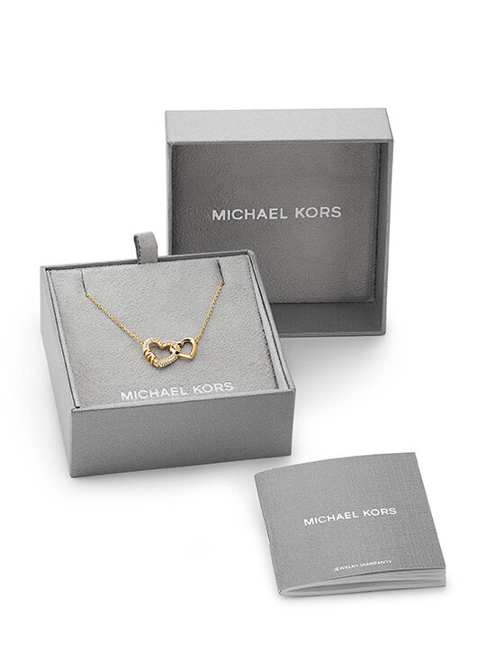 قلادة قلوب متشابكة من الفضة الإسترليني مطلية بالمعادن الثمينة michael kors قلادة قلوب متشابكة من الفضة الإسترليني مطلية بالمعادن الثمينة