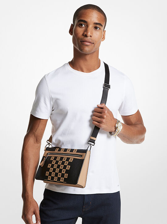 Hudson Checkerboard Logo Pebbled Leather Convertible Crossbody Bag michael kors hudson checkerboard logo pebbled leather convertible crossbody bag