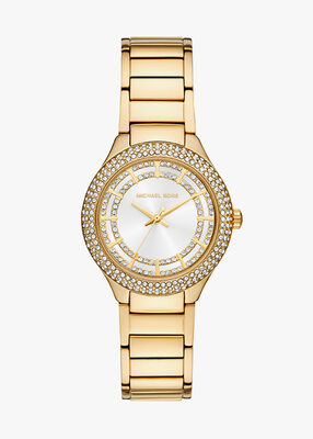 michael kors sylvia three hand gold tone watch
