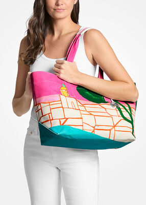 michael kors x christina zimpel large cotton canvas tote bag