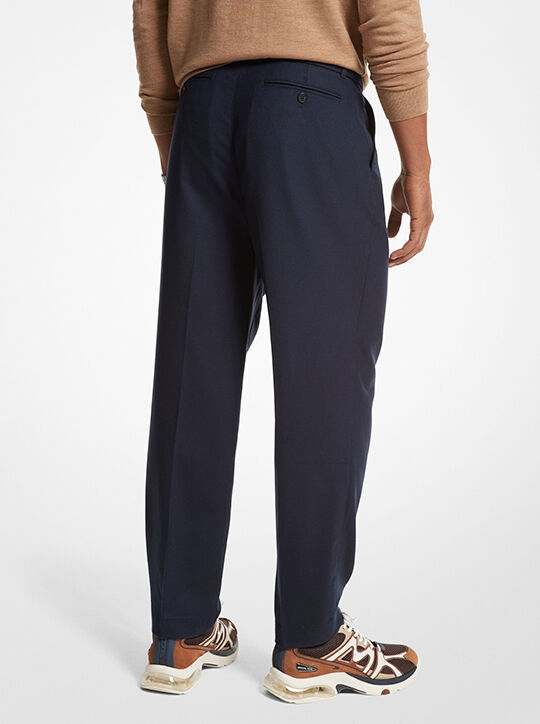 Stretch Wool Flannel Belted Trousers