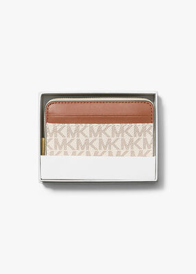michael kors jet set small signature logo zip around card case