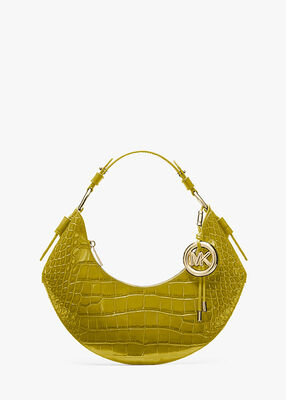 michael kors حقيبة كتف كوا متوسطة الحجم من جلد التمساح المنقوش