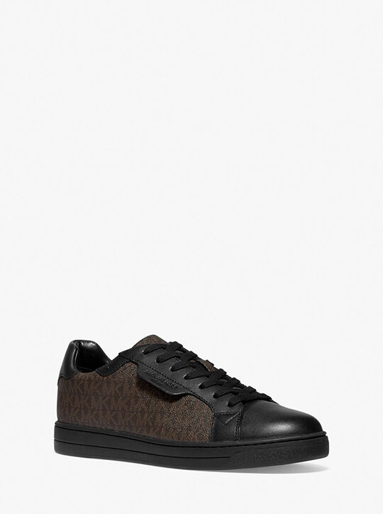 Keating Logo and Leather Sneaker michael kors keating logo and leather sneaker