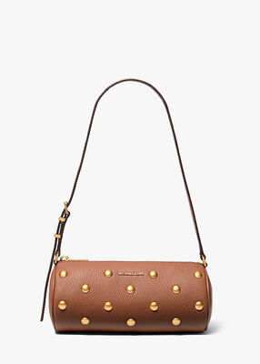 michael kors izzy small studded pebbled leather barrel pochette