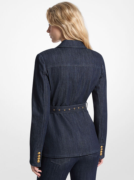 michael kors belted denim blazer