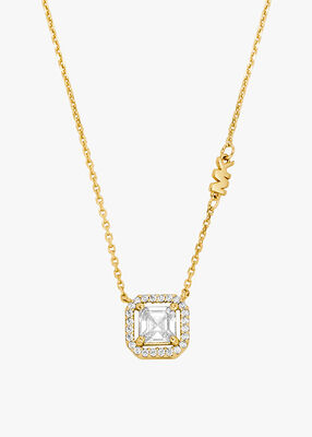 michael kors 14k gold plated sterling silver asscher cut pendant necklace