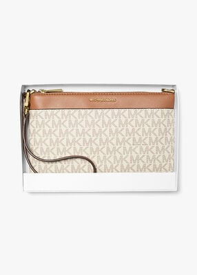 michael kors jet set medium signature logo wristlet