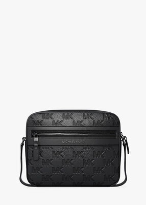 michael kors jet set logo embossed leather crossbody bag