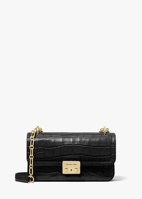 michael kors tribeca small crocodile embossed leather crossbody bag