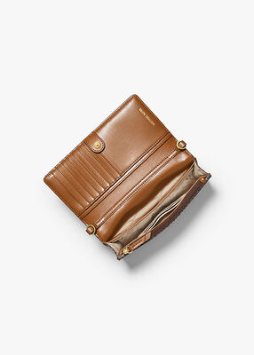 michael kors jet set small logo print woven smartphone crossbody bag