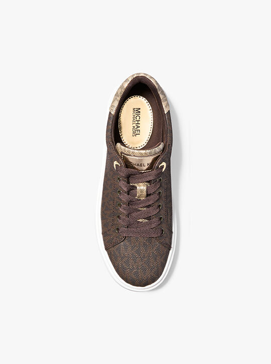 michael kors romey metallic two tone signature logo platform sneaker