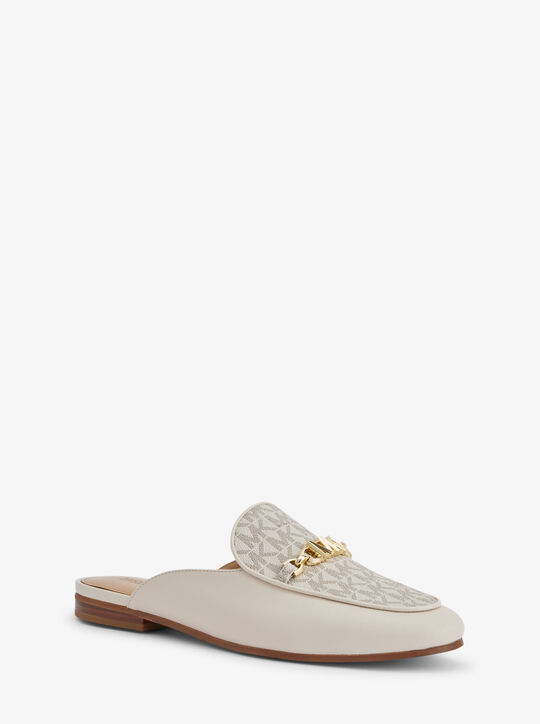 michael kors tiffanie signature logo and leather mule