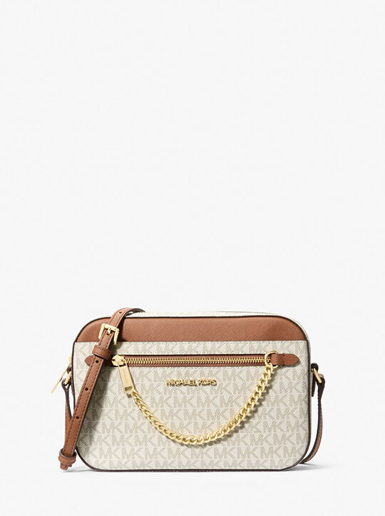 michael kors jet set large logo crossbody bag