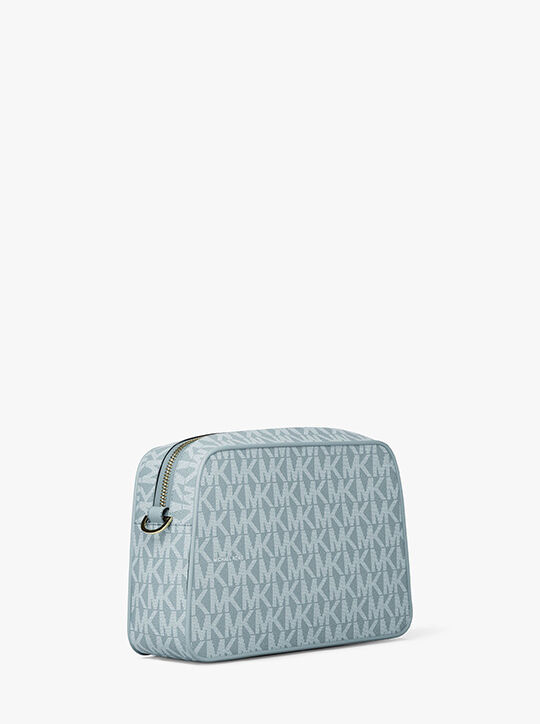 michael kors jet set small signature logo camera crossbody bag