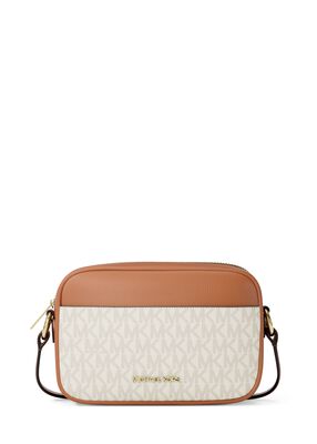 michael kors jet set small signature logo camera crossbody bag
