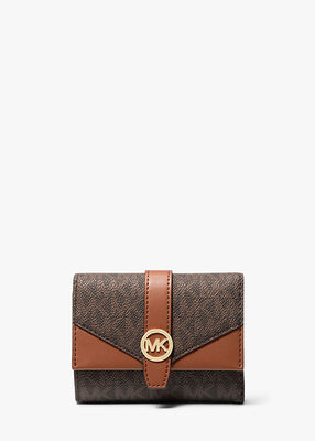 michael kors greenwich medium signature logo trifold wallet