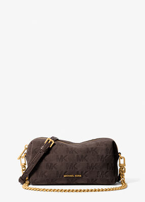 michael kors bryant small logo embossed suede convertible crossbody bag