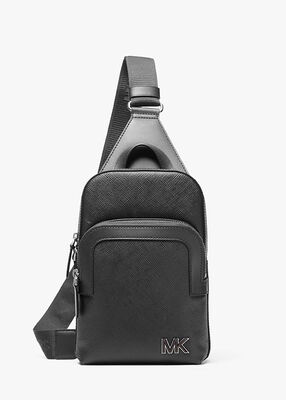 michael kors edison scratch resistant crossgrain leather sling pack