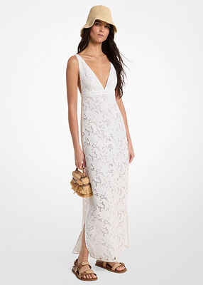 michael kors corded floral lace maxi dress