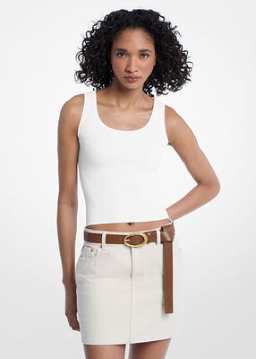 michael kors viscose blend knit cropped tank top
