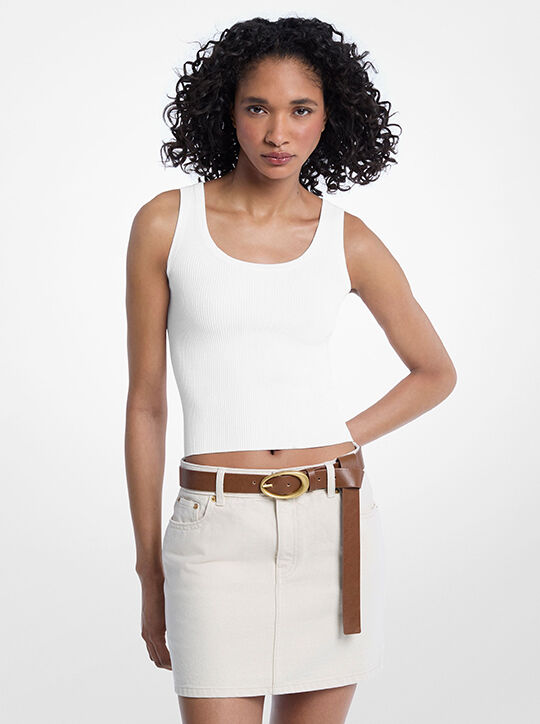 michael kors viscose blend knit cropped tank top