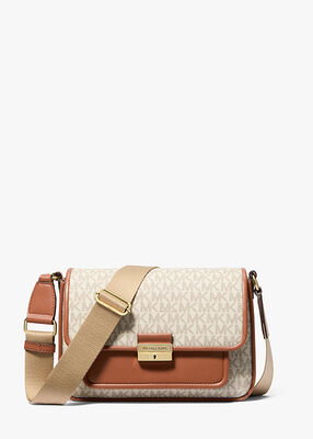 michael kors bradshaw medium signature logo messenger bag