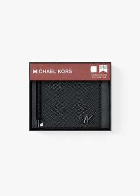 michael kors edison scratch resistant leather card case with money clip