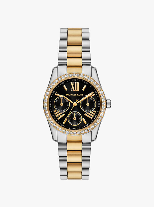 Mini Lexington Pavé Two-Tone Watch michael kors mini lexington pav two tone watch
