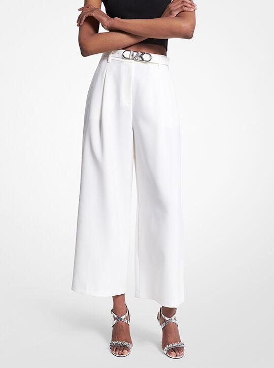 Cropped Stretch Twill Belted Pants