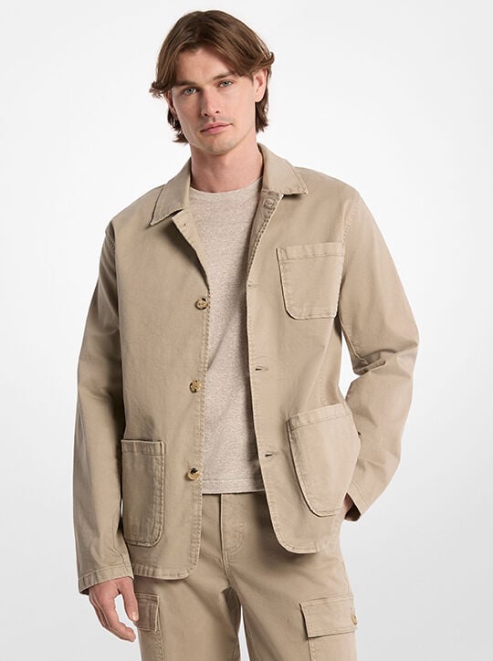 Stretch Cotton Twill Chore Jacket michael kors stretch cotton twill chore jacket