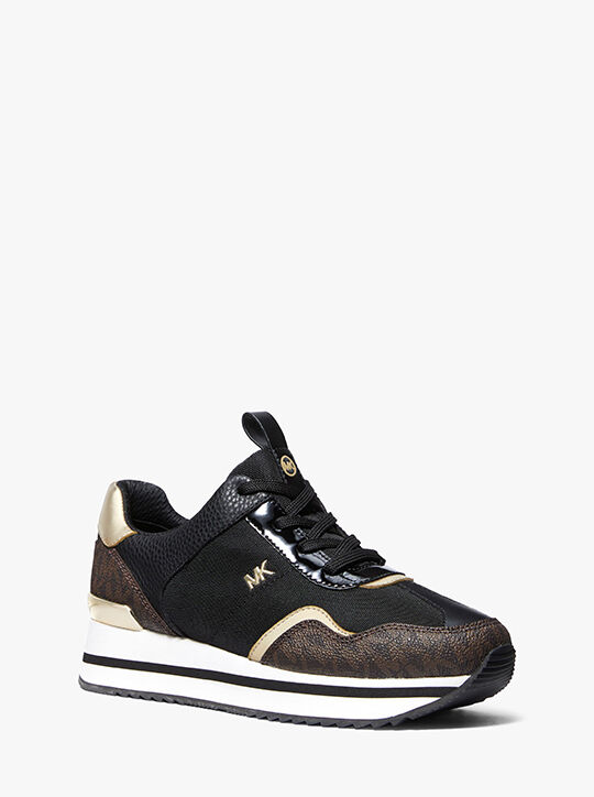 michael kors raina mixed media platform trainer