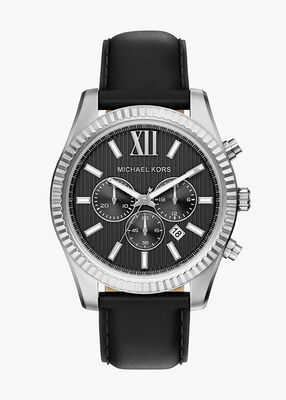 michael kors ساعة مايكل كورس ليكسينغتون كرونوغراف من الجلد الأسود
