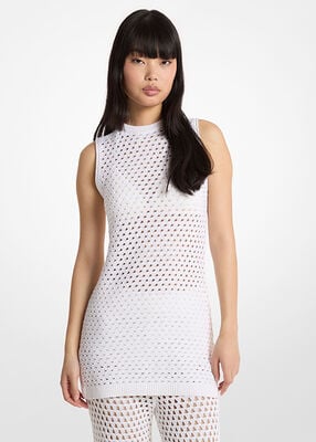michael kors open knit stretch cotton tank dress