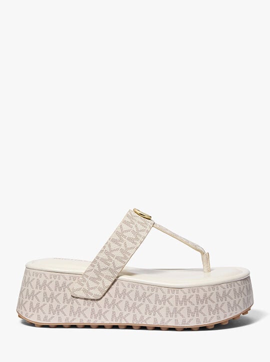 michael kors koya signature logo platform flip flop