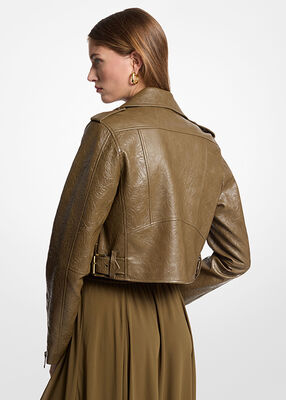 michael kors crinkled moto jacket
