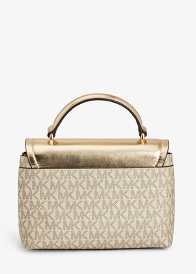 michael kors tribeca extra small metallic signature logo convertible crossbody bag