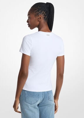 michael kors embellished logo stretch cotton jersey t shirt