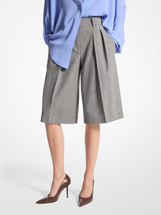 Stretch Wool Flannel Pleated Shorts michael kors stretch wool flannel pleated shorts