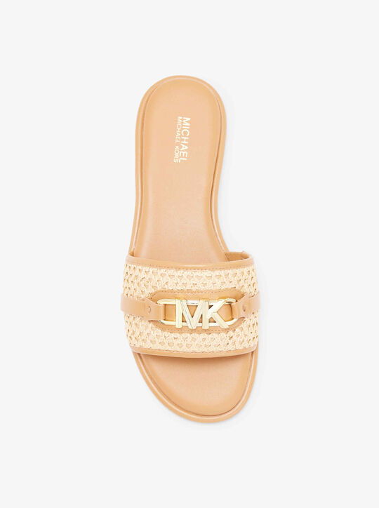 Ember Embellished Straw Slide Sandal michael kors ember embellished straw slide sandal