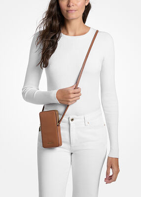 michael kors jet set small pebbled leather smartphone crossbody bag
