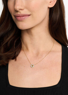 michael kors قلادة بحلية شعار الماركة مرصع من الفضة الإسترلينية المطلي بالروديوم